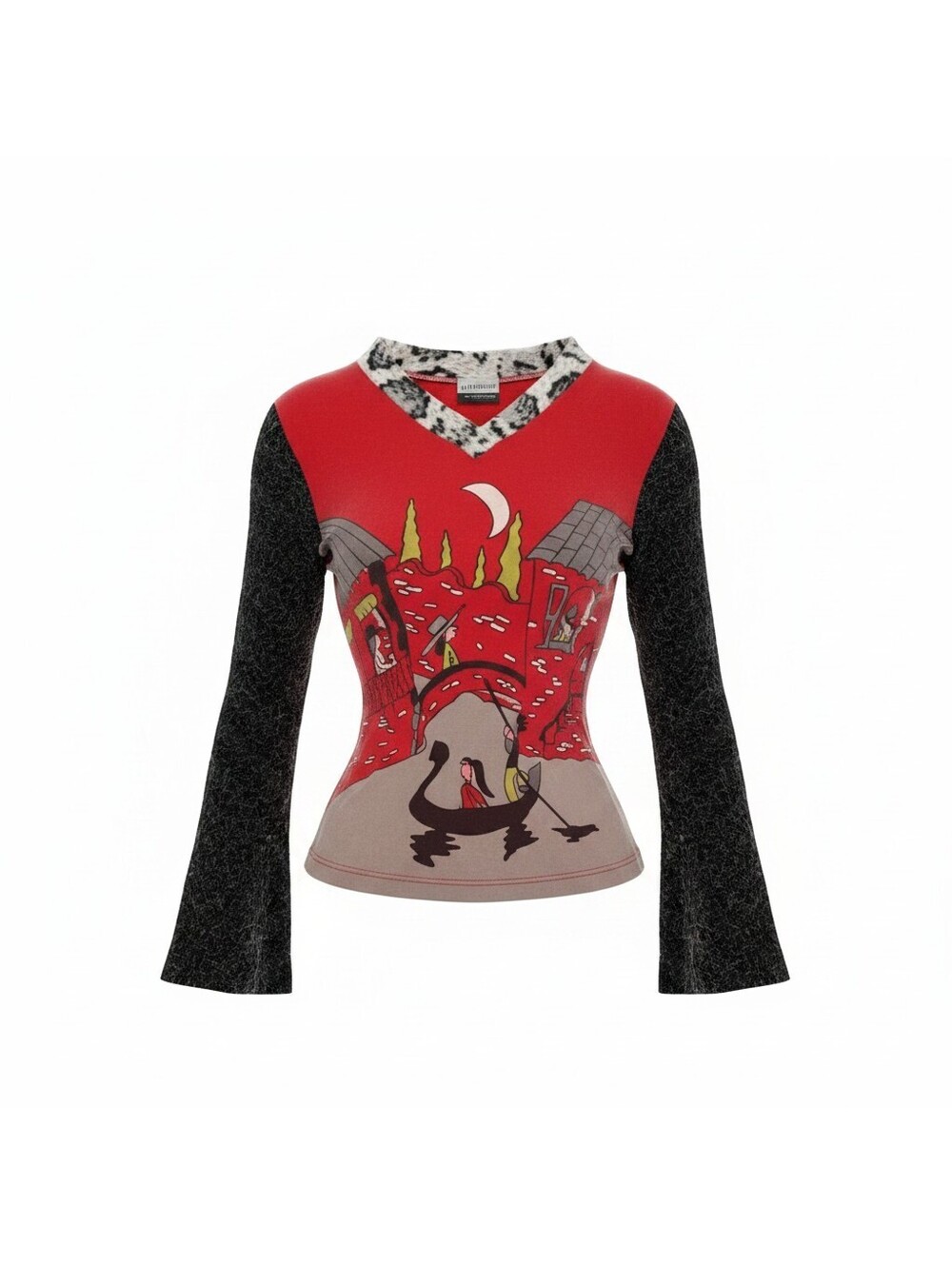 VINTAGE Y2K VENICE GONDOLA ILLUSTRATED TOP